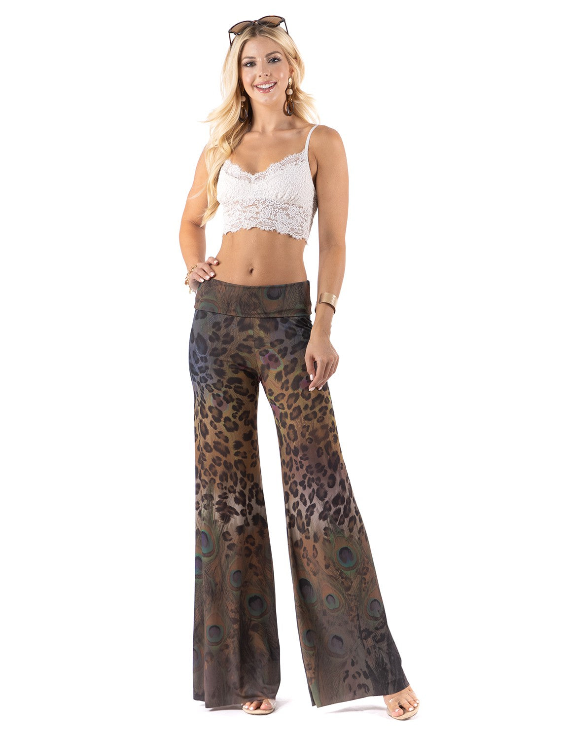 High Waist Flare Pants - Animal Print