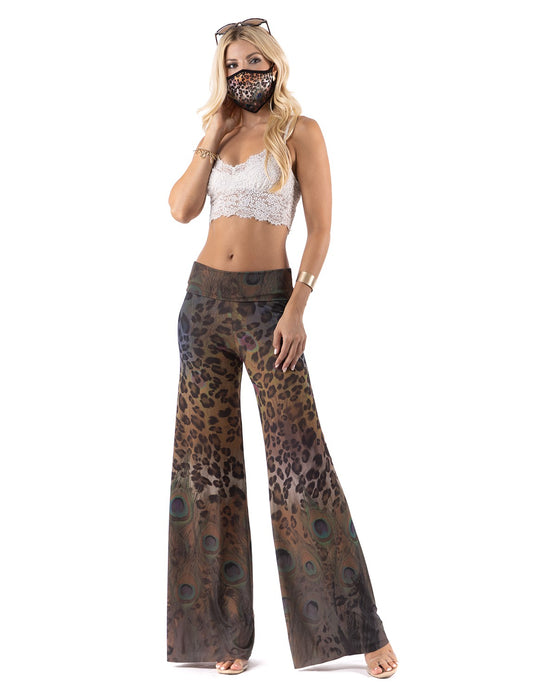 High Waist Flare Pants - Animal Print