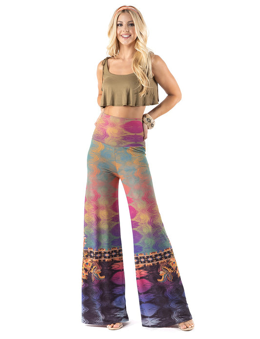 High Waist Flare Pants - Tie Dye Print