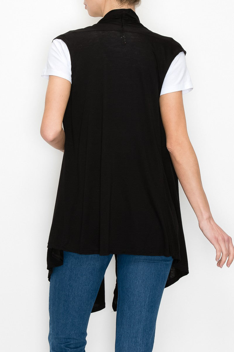 Open Front Vest - Black