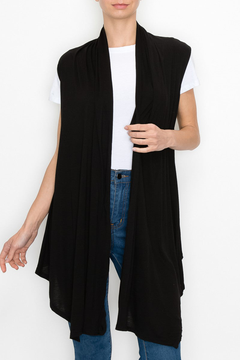 Open Front Vest - Black
