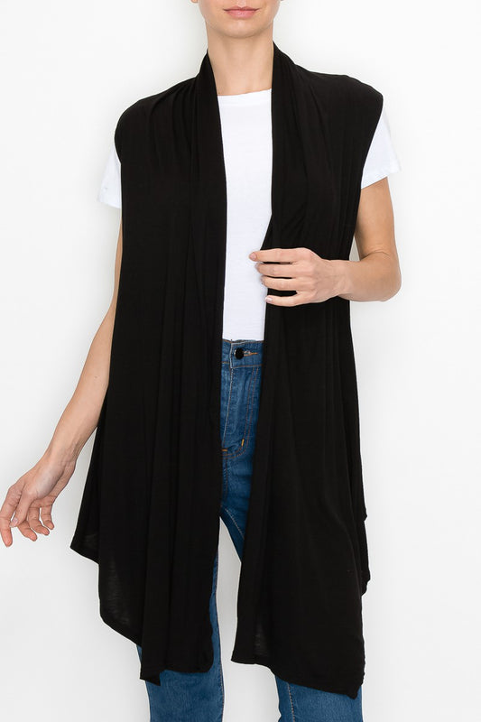 Open Front Vest - Black