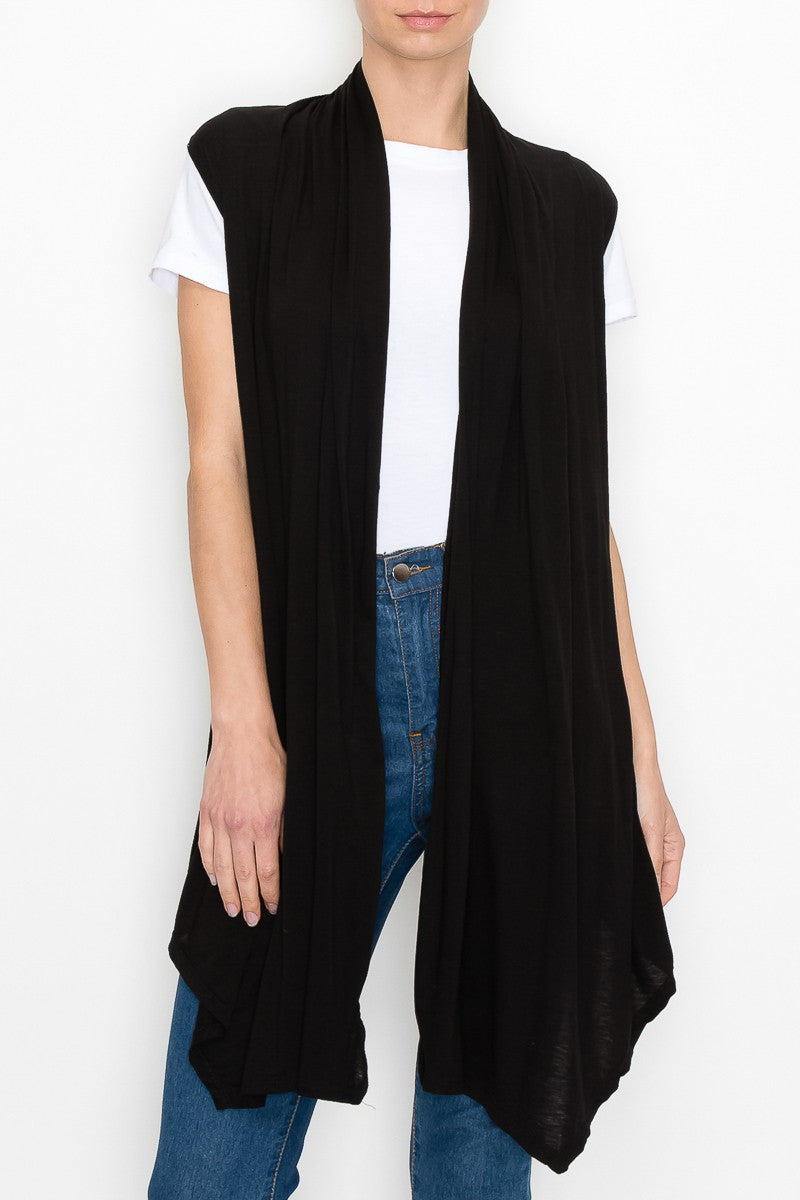 Open Front Vest - Black