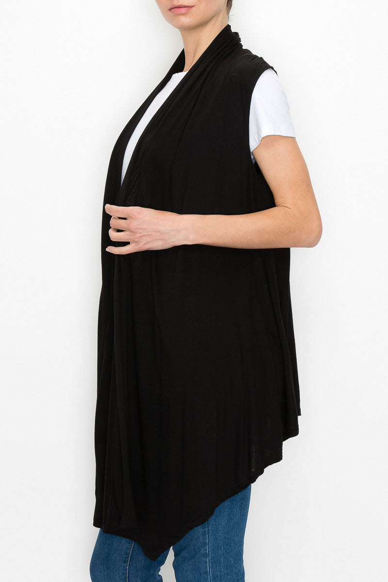 Open Front Vest - Black