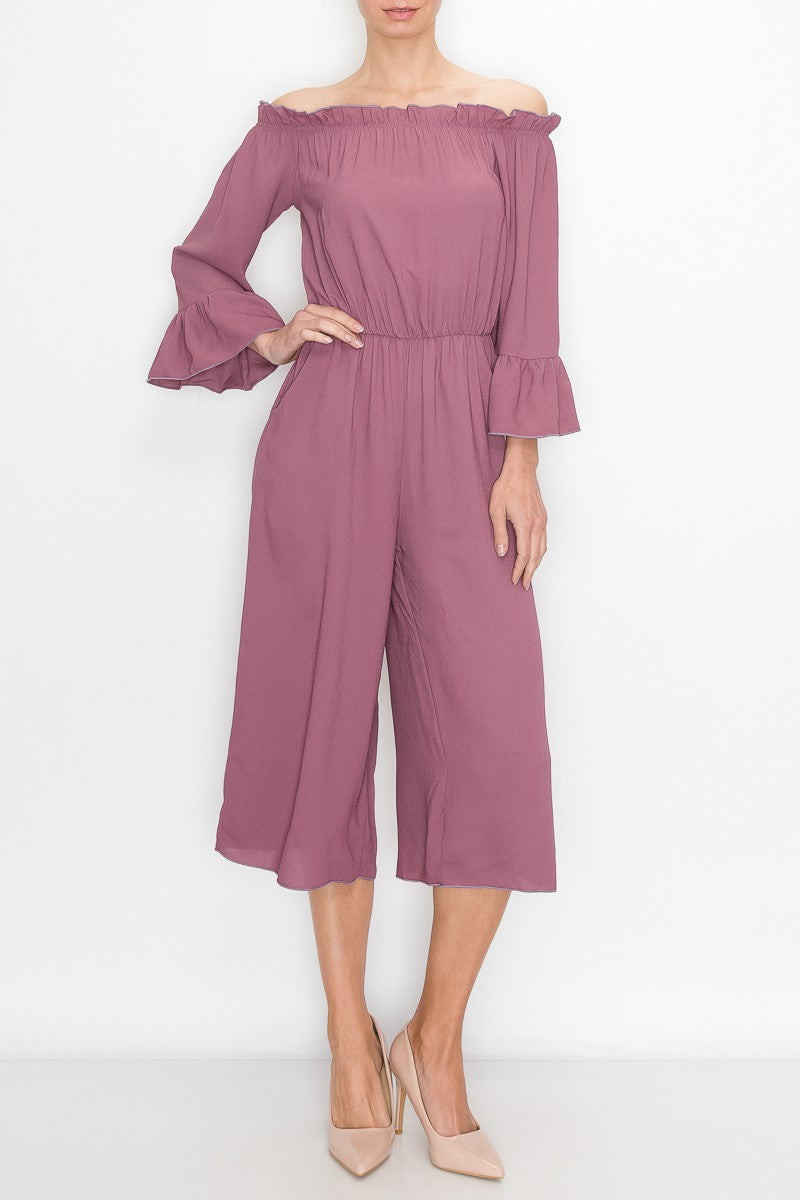 Off Shoulder Jumpsuit - Mauve