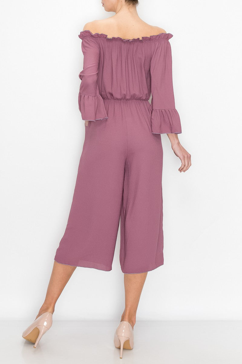Off Shoulder Jumpsuit - Mauve