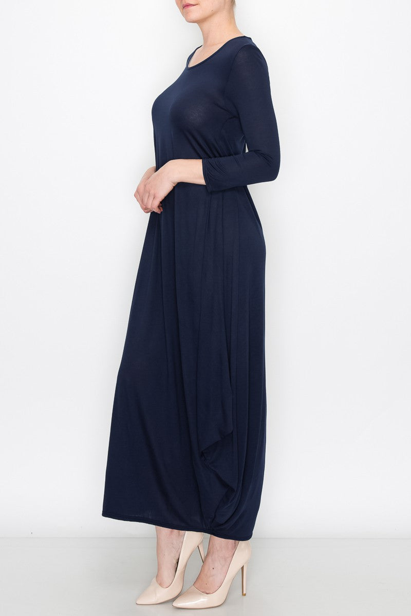 Solid Balloon Dress - Black