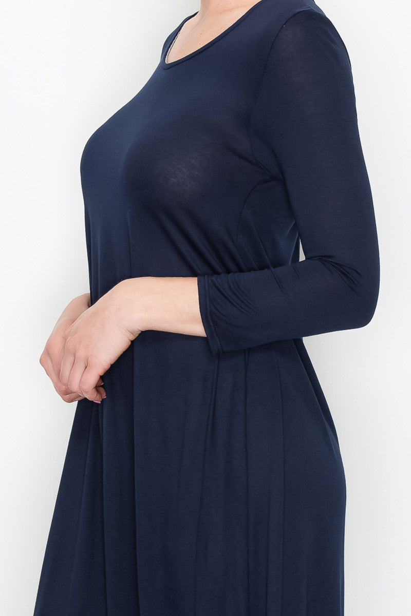 Solid Balloon Dress - Black