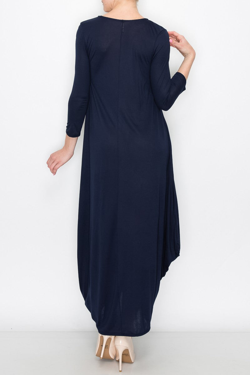 Solid Balloon Dress - Black