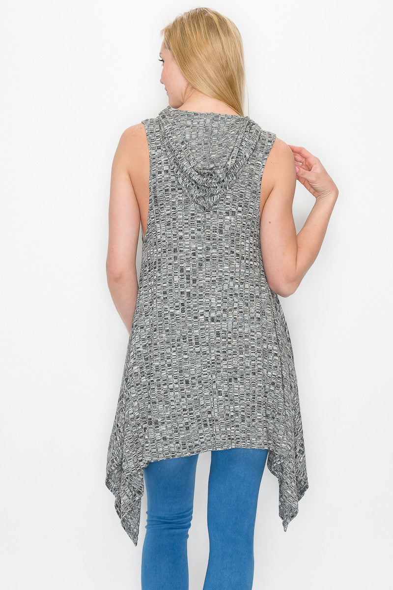 Sleeveless Hooded Top - Black/White