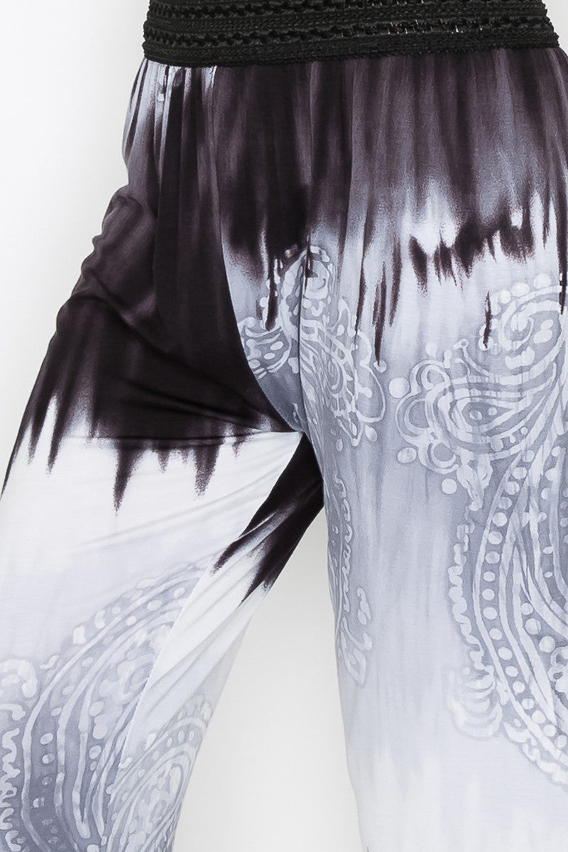 Grey Tie Dye Print Pants