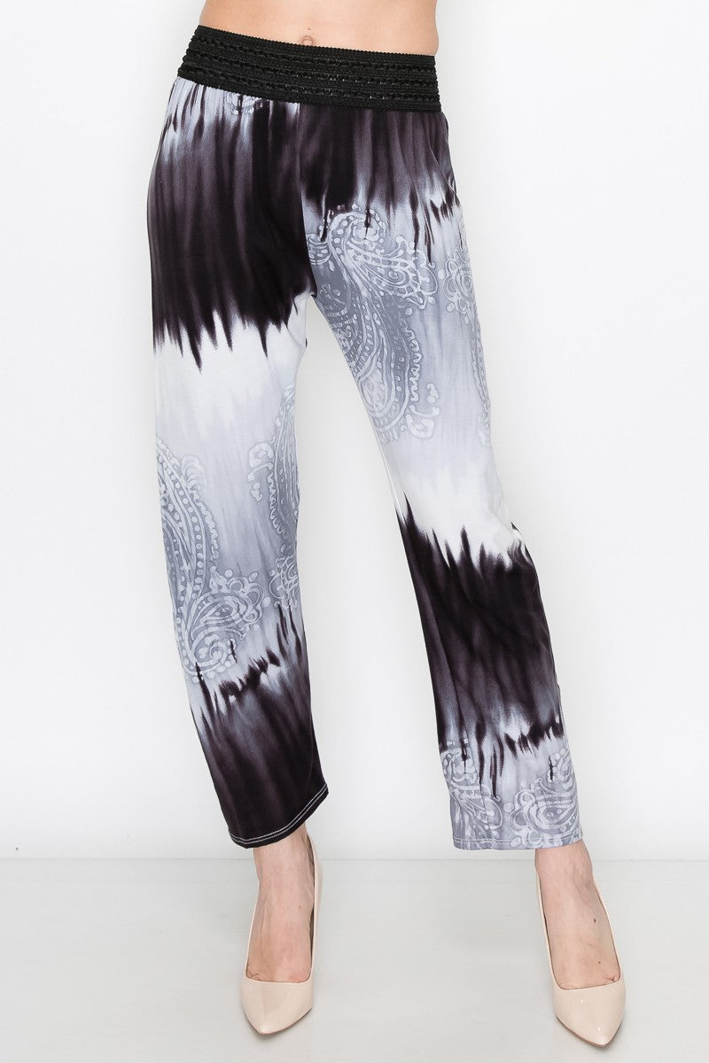Grey Tie Dye Print Pants