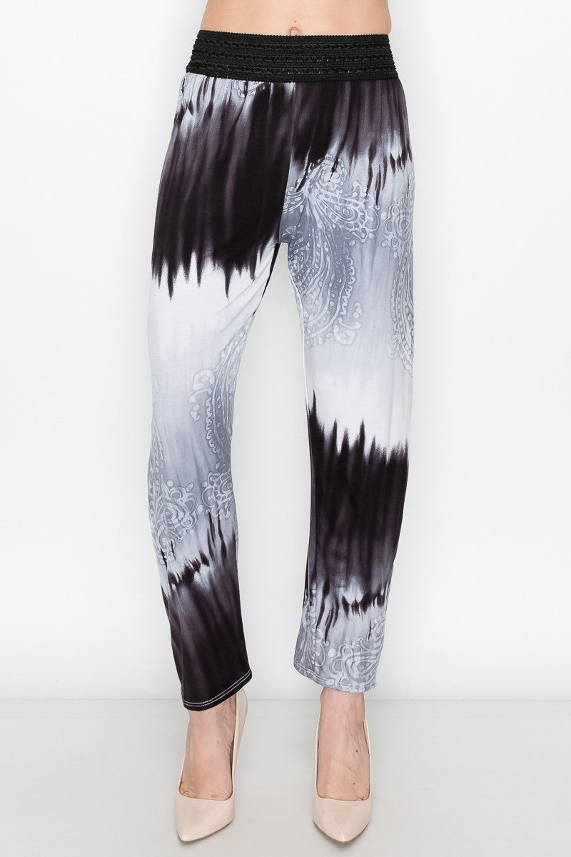 Grey Tie Dye Print Pants