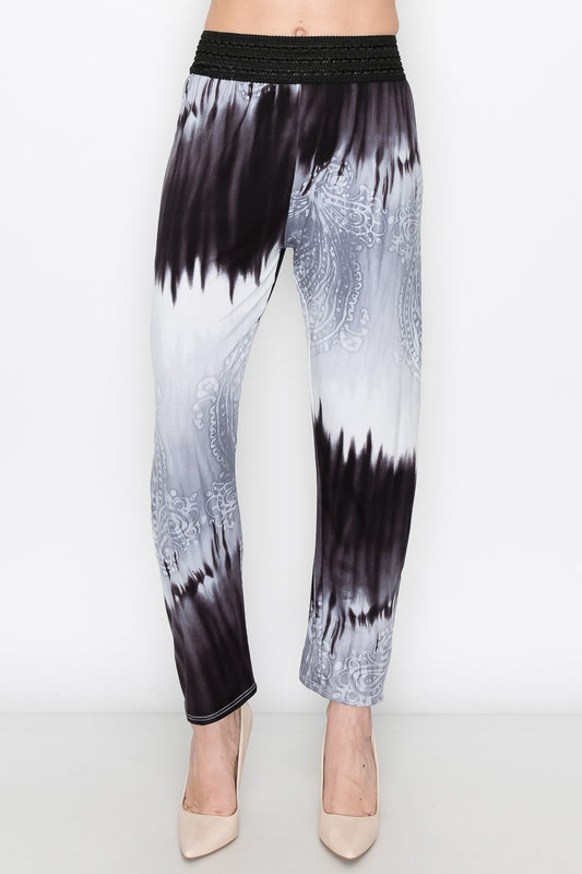 Grey Tie Dye Print Pants