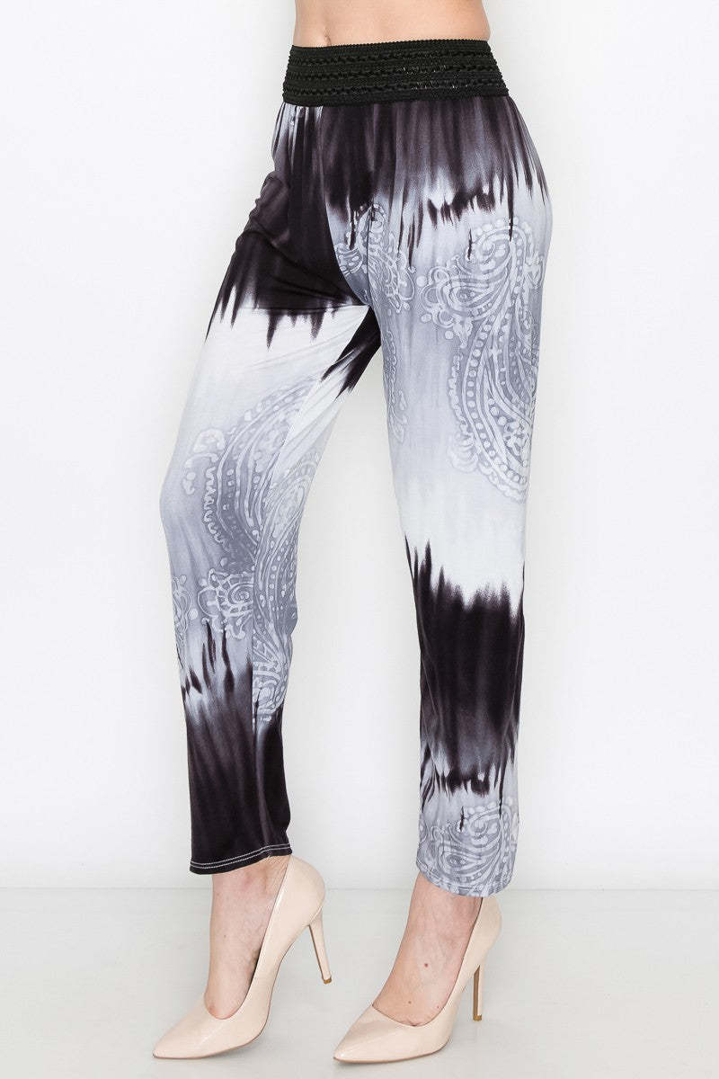 Grey Tie Dye Print Pants