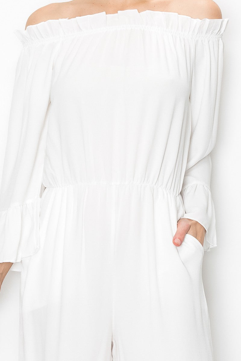 Off Shoulder Jumpsuit - White