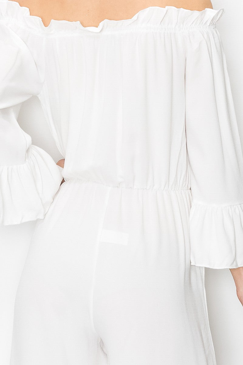 Off Shoulder Jumpsuit - White