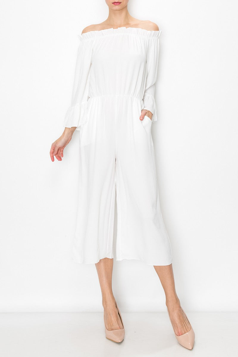 Off Shoulder Jumpsuit - White