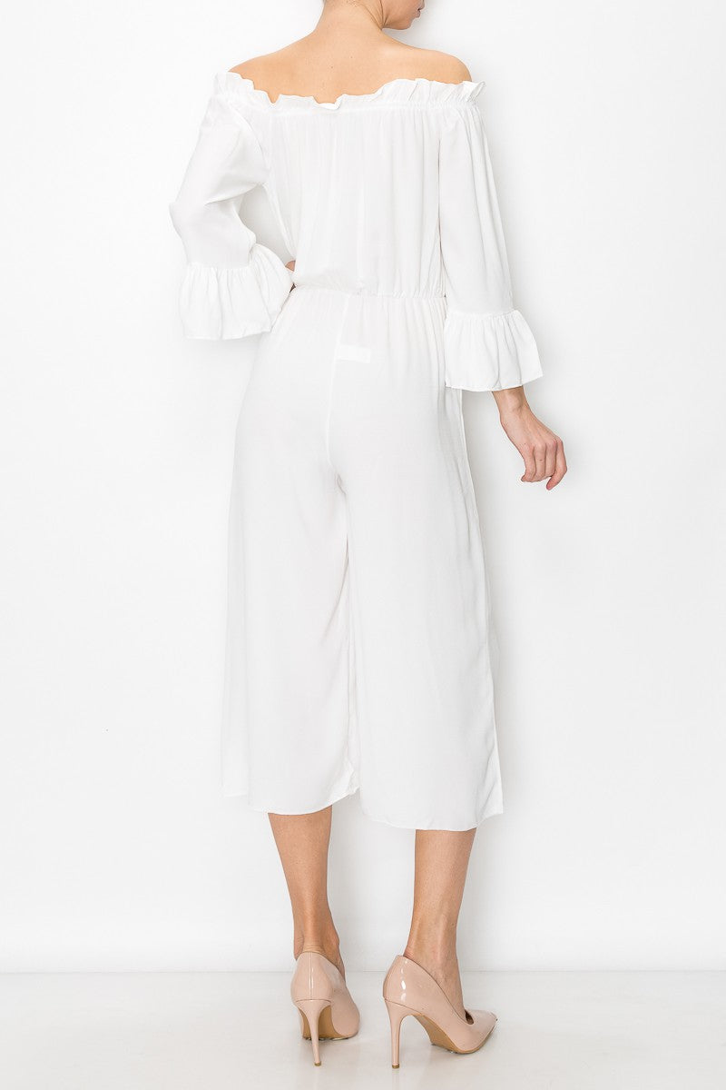 Off Shoulder Jumpsuit - White