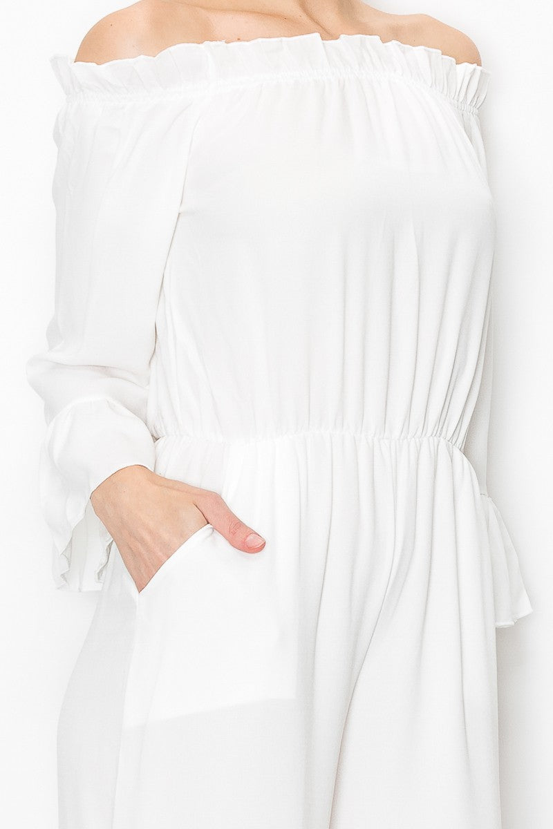 Off Shoulder Jumpsuit - White