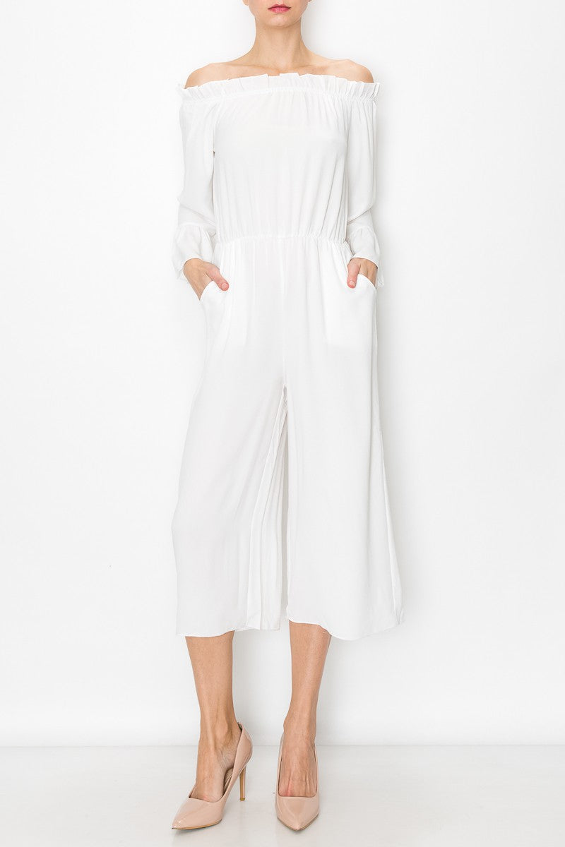 Off Shoulder Jumpsuit - White