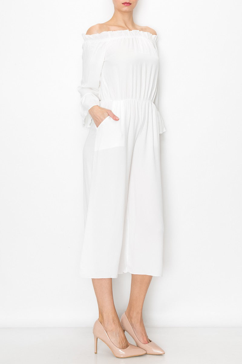 Off Shoulder Jumpsuit - White