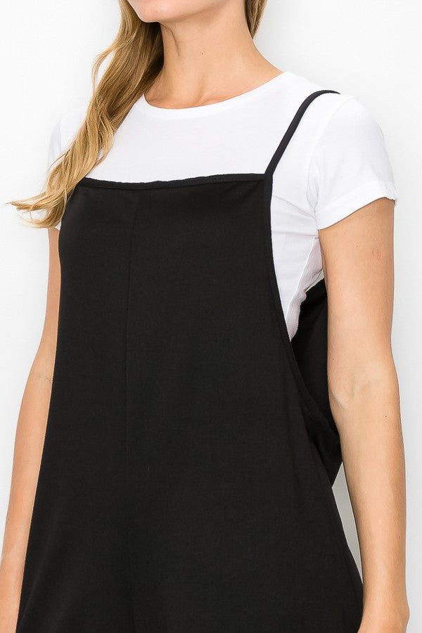 Cropped Bottom Wide Leg Oversized Jumpsuit - Black