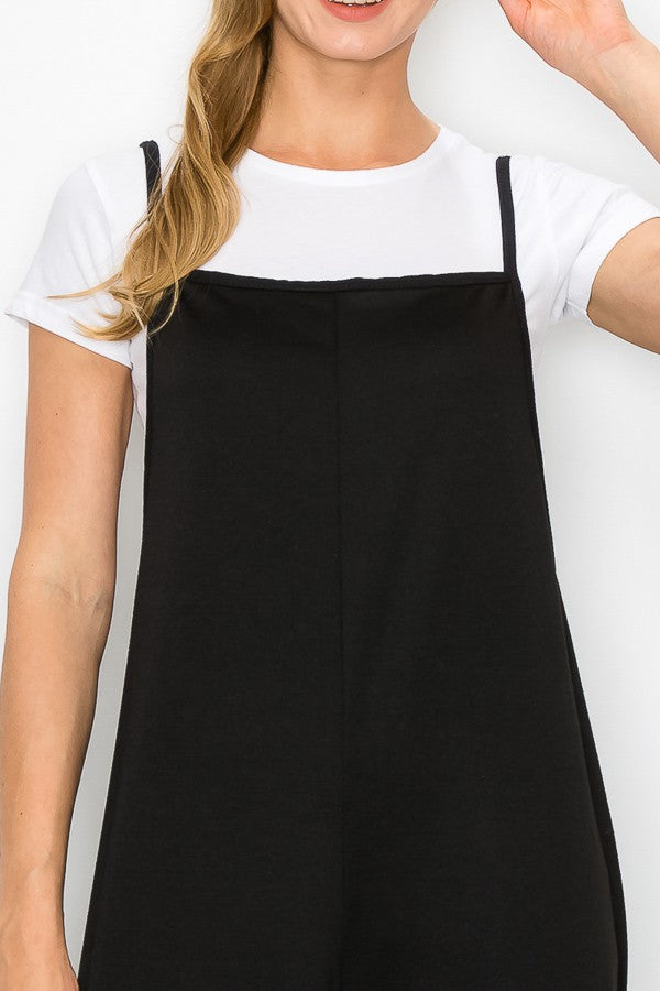 Cropped Bottom Wide Leg Oversized Jumpsuit - Black