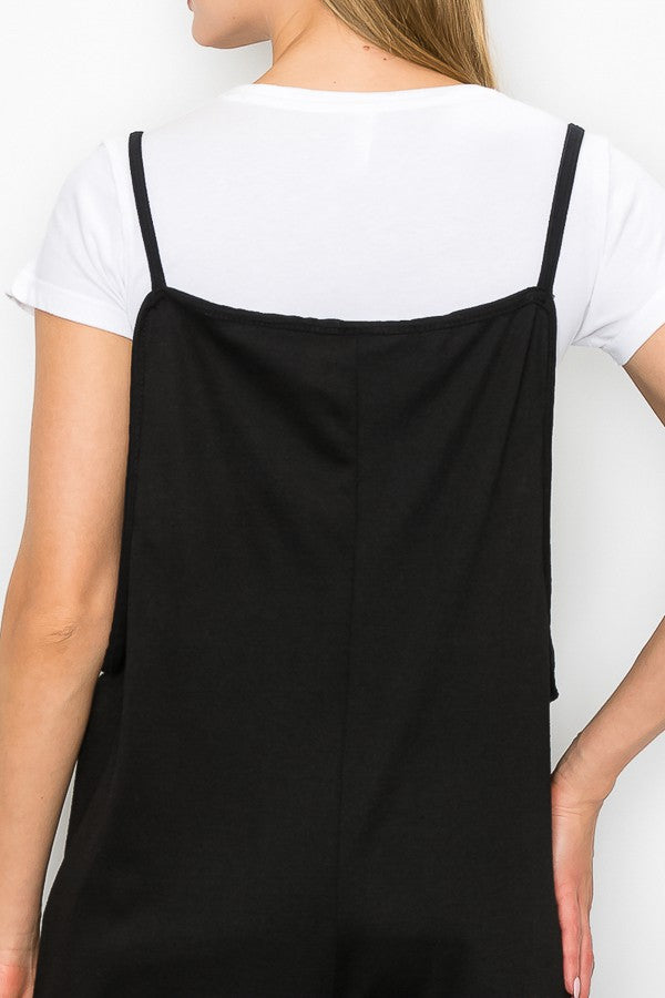 Cropped Bottom Wide Leg Oversized Jumpsuit - Black