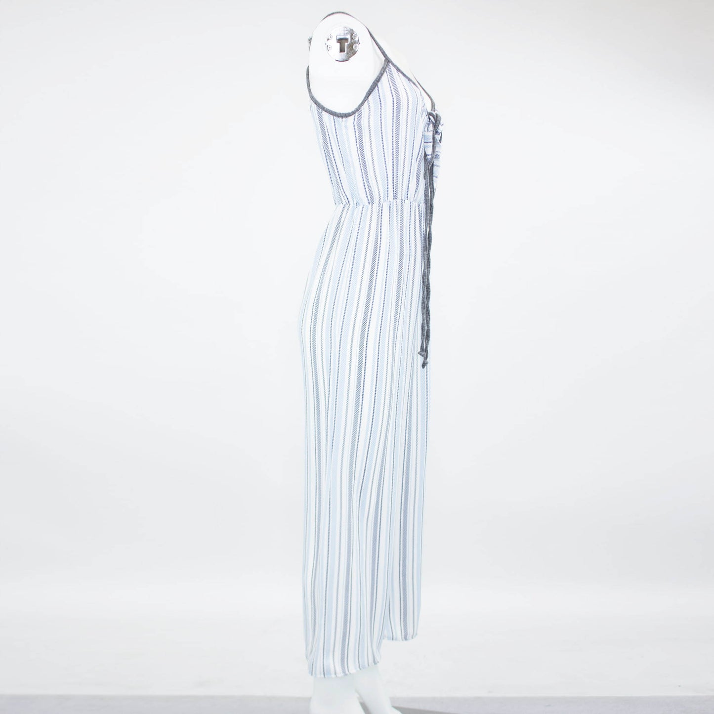 Front Tie Cropped Jumpsuit - Blue