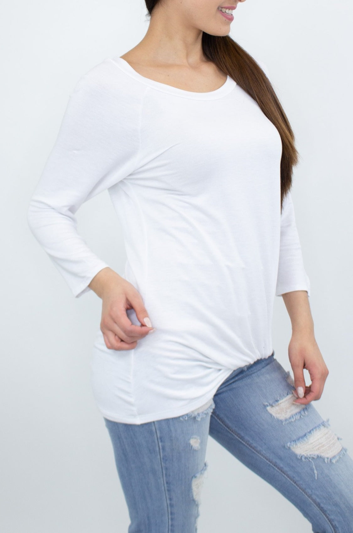 Twisted Front Comfortable Top - White