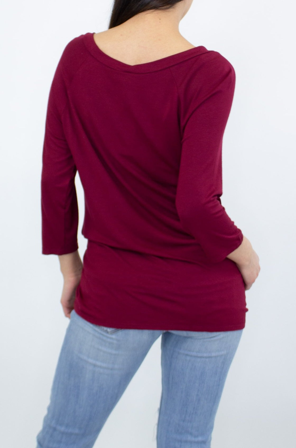 Twisted Front Comfortable Top - Wine