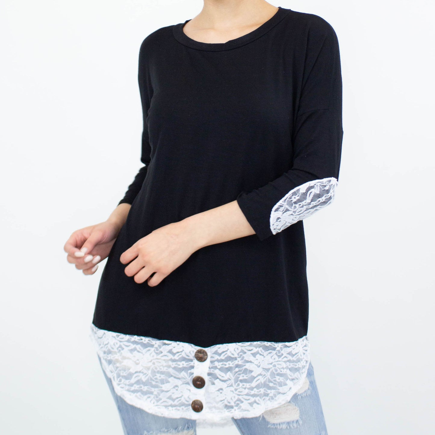 Laced Elbow Patch Solid Top