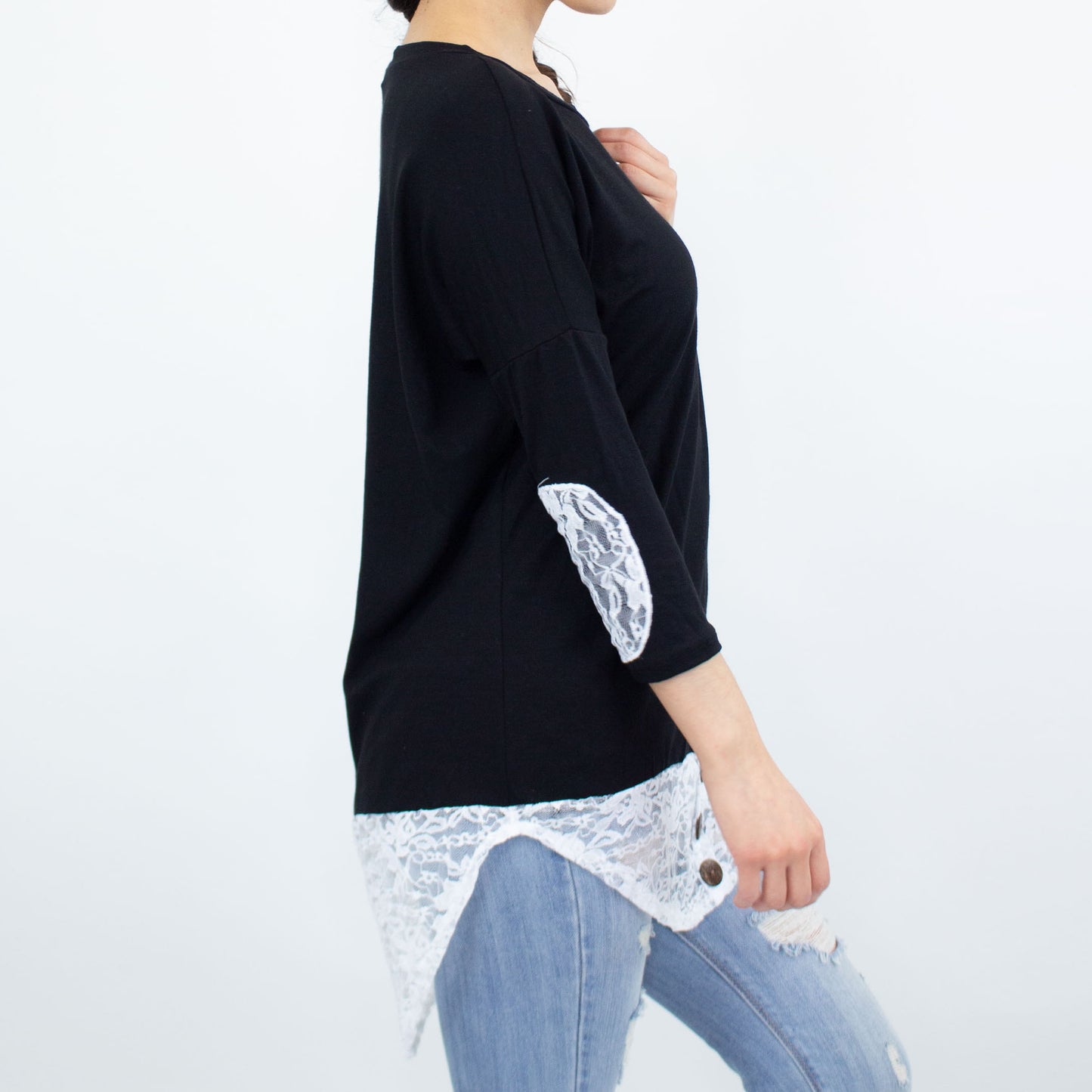 Laced Elbow Patch Solid Top