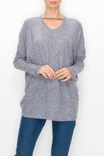 Load image into Gallery viewer, Cutout Front Long Sleeve Top - Grey