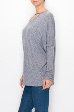Load image into Gallery viewer, Cutout Front Long Sleeve Top - Grey