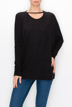 Load image into Gallery viewer, Cutout Front Long Sleeve Top - Black