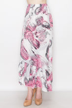 Load image into Gallery viewer, Flared Bottom Paisley Print Long Skirt - Pink