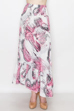 Load image into Gallery viewer, Flared Bottom Paisley Print Long Skirt - Pink
