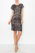 Load image into Gallery viewer, Short Sleeve Aztec Print Dress - Grey