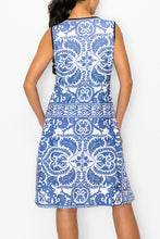 Load image into Gallery viewer, Blue Graphic Print Sleeveless Dress
