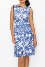 Load image into Gallery viewer, Blue Graphic Print Sleeveless Dress