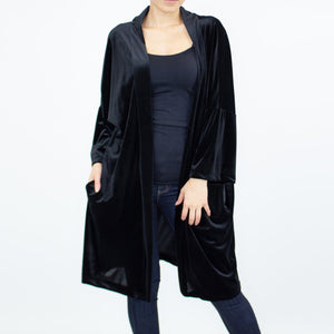 Velvet Kimono Cardigan - Black