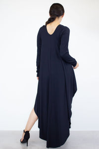 Asymmetric Long Sleeve Maxi Dress