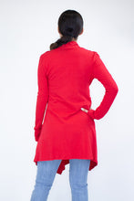 Load image into Gallery viewer, Light Weight Waist Tie Cardigan - Red