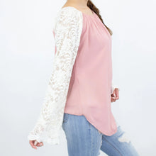 Load image into Gallery viewer, Lace Sleeve Backless Top - Rose