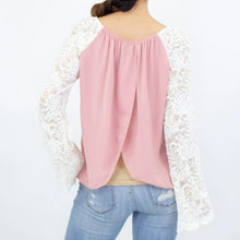 Load image into Gallery viewer, Lace Sleeve Backless Top - Rose