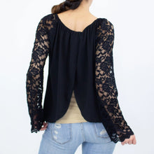 Load image into Gallery viewer, Lace Sleeve Backless Top - Black