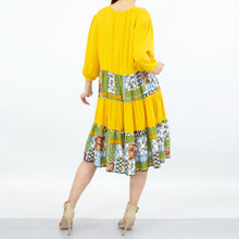 Load image into Gallery viewer, Three Tiered Color Block Dress - Yellow