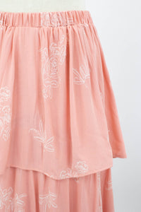 Layered Ruffle Maxi Skirt - Blush